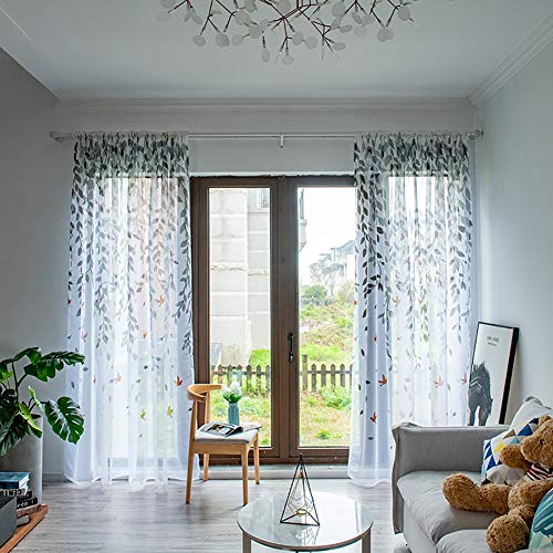 Boyouth Voile-Vorhänge, Schwalben und Weidenzweige, Bedruckt, transparent, mit Stangentaschen, Fenstervorhänge für Schlafzimmer, Wohnzimmer, Grau, 2 Stoffbahnen, 100 x 200 cm Boyouth Voile-Vorhänge, Schwalben und Weidenzweige, Bedruckt, transparent, mit Stangentaschen, Fenstervorhänge für Schlafzimmer, Wohnzimmer, Grau, 2 Stoffbahnen, 100 x 200 cm von Boyouth