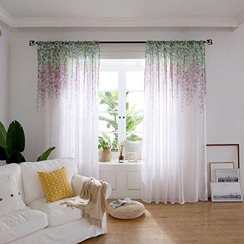 Boyouth Voile-Vorhänge mit Glyzinien-Blumenmuster, transparent, für Schlafzimmer, Wohnzimmer, Lila, 99 x 200 cm, 2 Bahnen Boyouth Voile-Vorhänge mit Glyzinien-Blumenmuster, transparent, für Schlafzimmer, Wohnzimmer, Lila, 99 x 200 cm, 2 Bahnen von Boyouth