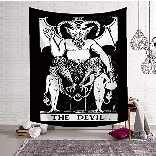 Boyouth Wandteppich, Tarot-Bilder, Digitaldruck, Wandteppich, Dekoration für Wohnzimmer, Schlafzimmer, Schlafsaal Modern 37.4"x28.7"(95cm*73cm) The Devil,xv von Boyouth