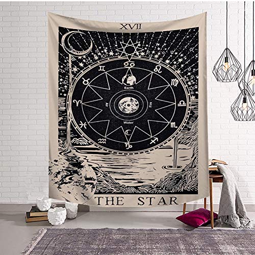 Boyouth Wandteppich, Tarot-Bilder, Digitaldruck, Wandteppich, Dekoration für Wohnzimmer, Schlafzimmer, Schlafsaal Modern 59.1"x51.2"(150cm*130cm) The Star,xvii von Boyouth