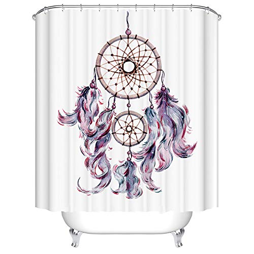 Boyouth Wasserfarben Traumfänger Muster Digitaldruck Duschvorhänge für Badezimmer Dekor, Polyester wasserdichter Stoff Badvorhang mit 12 Haken, 178 x 178 cm, mehrfarbig von Boyouth