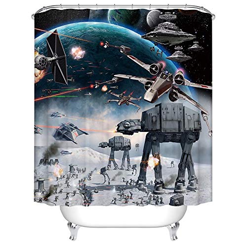 Boyouth Duschvorhang mit Weltraumkriegsmuster, Digitaldruck, Polyester, wasserdichter Stoff, Badvorhang mit 12 Haken, 178 x 178 cm, mehrfarbig Boyouth Duschvorhang mit Weltraumkriegsmuster, Digitaldruck, Polyester, wasserdichter Stoff, Badvorhang mit 12 Haken, 178 x 178 cm, mehrfarbig von Boyouth