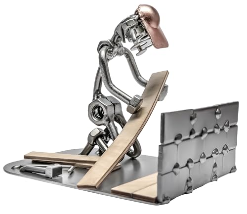 STEEMO Schraubenmännchen Figur: Parkettleger Handwerker-Geschenk Metall-Deko 14x10x12cm von STEEMO