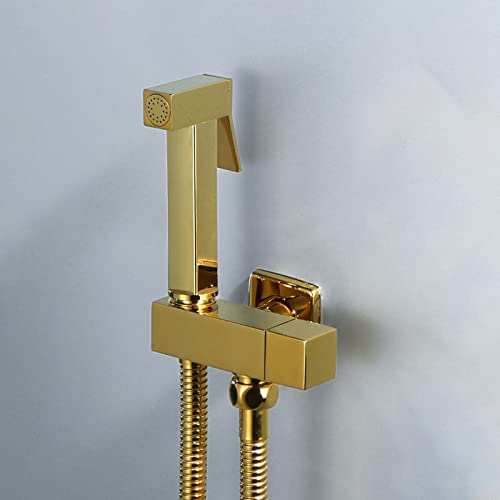 Boyuan Bidet Handbrause für Toilette Messing Handheld Bidet Toilettensprüher Hoher Druck Wandmontage Bidet-Sprühgerät mit Aus Edelstahl Duschschlauch, Kaltes Wasser,Titanium Gold von Boyuan