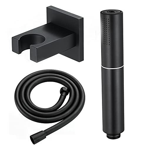 Boyuan Duschkopf 2 Ausgang Wandmontage Handbrause Messing Stabhandbrause Duschkopf Wassersparend Handheld Duschbrause mit 150cm PVC-Schlauch, Messing Base,Schwarz von Boyuan