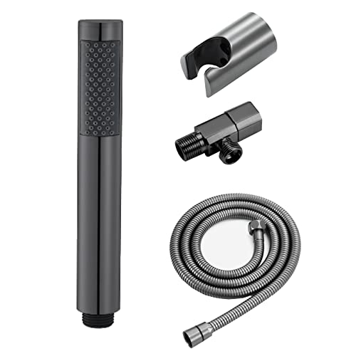 Boyuan Duschkopf Wandmontage Handbrause Messing Stabhandbrause Duschkopf Wassersparend Handheld Duschbrause mit Aus Edelstahl Duschschlauch, Eckventil,Ständer,Gunmetal Gray von Boyuan