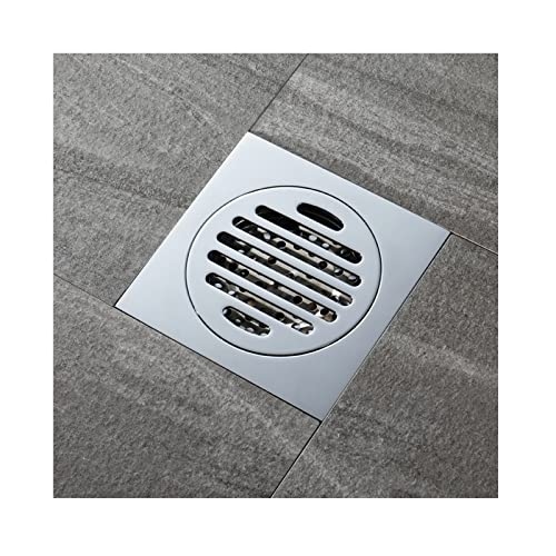 Duschrinne Messing Bodenablauf Quadrat Duschablauf Chrom Duschabfluss mit Bodenablaufabdeckung, Haarfilter, Desodorierender Kern aus Messing,120 * 120mm von Boyuan