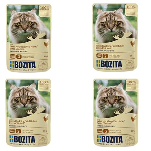 Bozita Häppchen in Soße mit viel Hühnchen | 4er Pack | 4 x 12 x 85 g | Nassfutter für Katzen | Getreidefreies und weizenfreies Alleinfuttermittel | 100% schwedische Zutaten Bozita Häppchen in Soße mit viel Hühnchen | 4er Pack | 4 x 12 x 85 g | Nassfutter für Katzen | Getreidefreies und weizenfreies Alleinfuttermittel | 100% schwedische Zutaten von Bozita