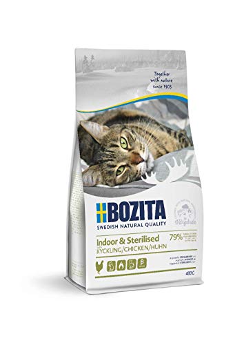 Bozita Indoor & Sterilised Katzentrockenfutter mit Huhn – 400g – weizenhaltiges Katzenfutter für sterilisierte Wohnungskatzen – 32 % Protein, 14 % Fett – zuckerfrei, gentechnikfrei, Alleinfuttermittel Bozita Indoor & Sterilised Katzentrockenfutter mit Huhn – 400g – weizenhaltiges Katzenfutter für sterilisierte Wohnungskatzen – 32 % Protein, 14 % Fett – zuckerfrei, gentechnikfrei, Alleinfuttermittel von Bozita