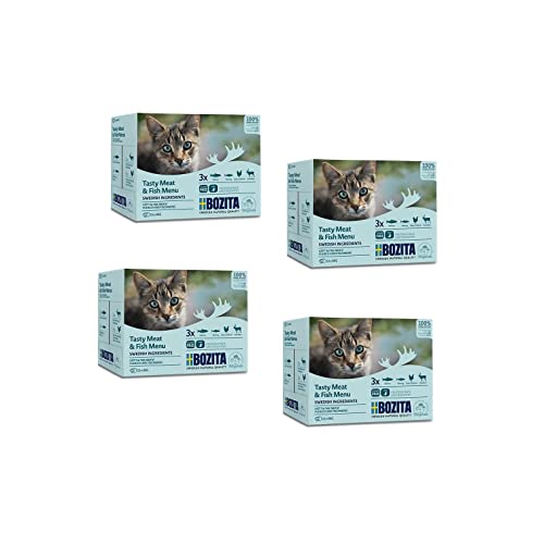 Bozita Multibox Tasty - Meat and Fish | 4er Pack | 4 x 12 x 85 g | Alleinfuttermittel für ausgewachsene Katzen | Getreidefreies Nassfutter im praktischen Pouch Portionsbeutel Bozita Multibox Tasty - Meat and Fish | 4er Pack | 4 x 12 x 85 g | Alleinfuttermittel für ausgewachsene Katzen | Getreidefreies Nassfutter im praktischen Pouch Portionsbeutel von Bozita