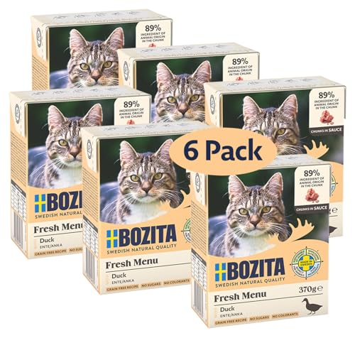 Bozita Tetra Häppchen in Sauce mit DUCK– 6x370g Getreide- & zuckerfreies Premium-Katzenfutter, ohne Gentechnik, mit 7,5% Protein und 5% Fettgehalt – leckeres Nassfutter für Feinschmecker Bozita Tetra Häppchen in Sauce mit DUCK– 6x370g Getreide- & zuckerfreies Premium-Katzenfutter, ohne Gentechnik, mit 7,5% Protein und 5% Fettgehalt – leckeres Nassfutter für Feinschmecker von Bozita