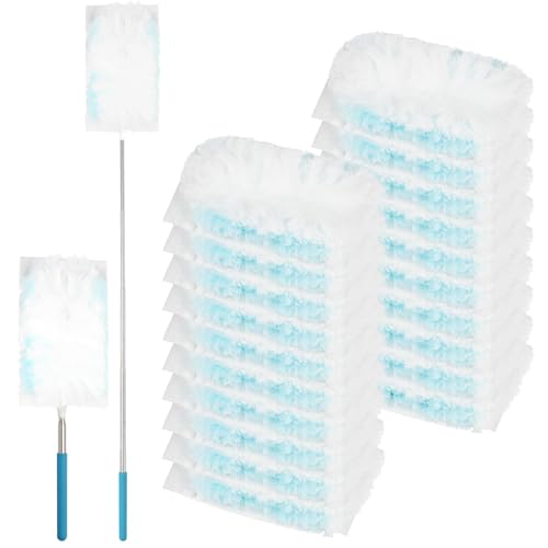 180° Mikrofaser-Staubwedel mit 5-stufig verstellbarem Teleskopgriff (30,5 cm - 78,7 cm), 20 Stück, strapazierfähig für Swiffer Duster, Multi-Oberflächen-Staubwedel zum Reinigen von Möbeln, Jalousien von Bpbdzz