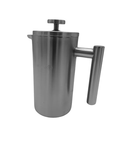 BPlanet French Press aus Edelstahl | 0,6 Liter (3 Tassen) | Thermo Kaffeebereiter doppelwandig isoliert von BPlanet