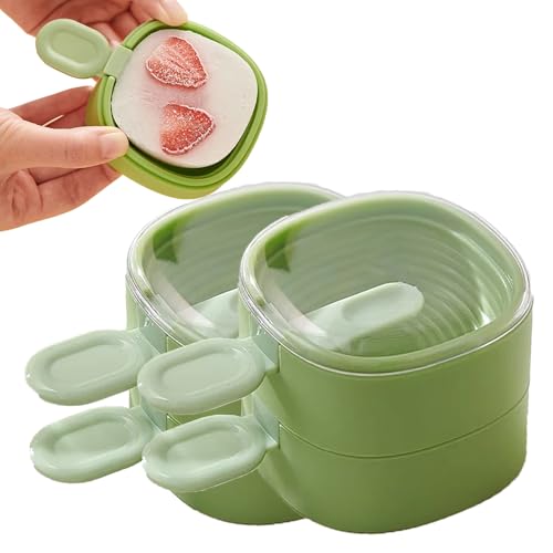 Bpoeee 2 Pieces Silicone Popsicle Molds, New Creative Multi-Layer Ice Cream Mold, Mini Popsicle Mold with Sticks (Green,Double Layer) von Bpoeee
