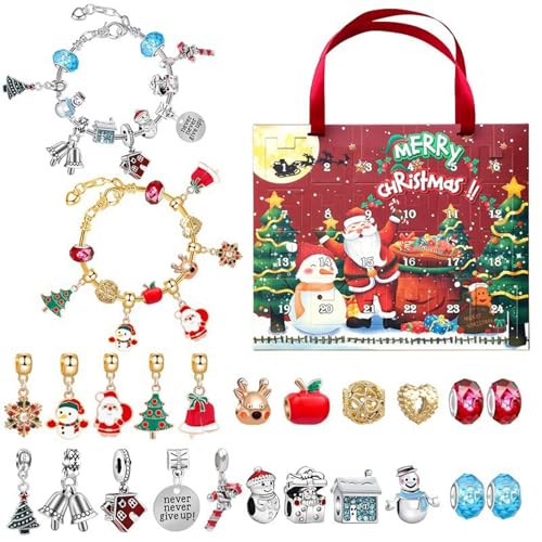 DIY Christmas Countdown Bracelet Set, 24 grids of Creative Jewelry Making, includes a variety of charms and beads, perfect for bracelet enthusiasts to create unique Christmas accessories (10) von Bpoeee