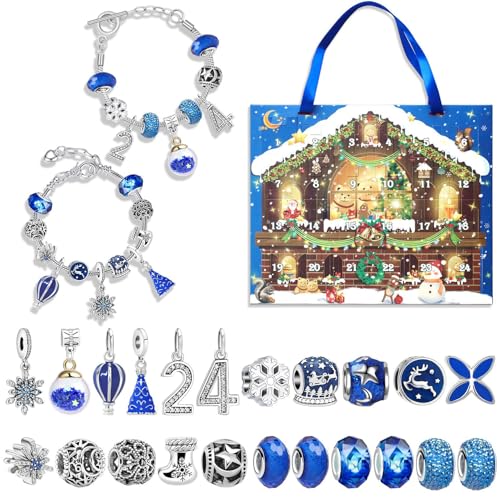 DIY Christmas Countdown Bracelet Set, 24 grids of Creative Jewelry Making, includes a variety of charms and beads, perfect for bracelet enthusiasts to create unique Christmas accessories (11) von Bpoeee