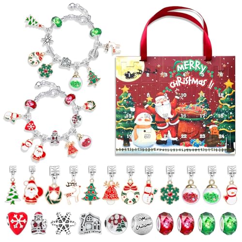DIY Christmas Countdown Bracelet Set, 24 grids of Creative Jewelry Making, includes a variety of charms and beads, perfect for bracelet enthusiasts to create unique Christmas accessories (12) von Bpoeee