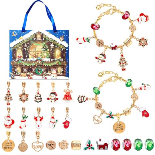 DIY Christmas Countdown Bracelet Set, 24 grids of Creative Jewelry Making, includes a variety of charms and beads, perfect for bracelet enthusiasts to create unique Christmas accessories (13) von Bpoeee