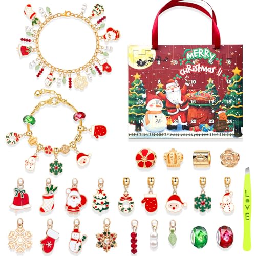 DIY Christmas Countdown Bracelet Set, 24 grids of Creative Jewelry Making, includes a variety of charms and beads, perfect for bracelet enthusiasts to create unique Christmas accessories (20) von Bpoeee