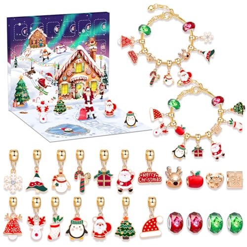 DIY Christmas Countdown Bracelet Set, 24 grids of Creative Jewelry Making, includes a variety of charms and beads, perfect for bracelet enthusiasts to create unique Christmas accessories (23) von Bpoeee