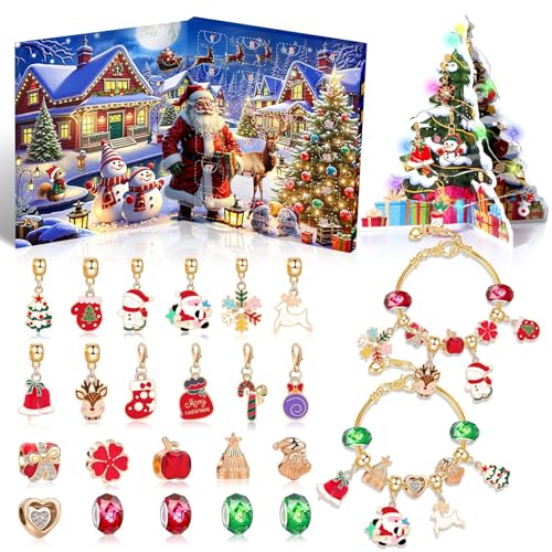 DIY Christmas Countdown Bracelet Set, 24 grids of Creative Jewelry Making, includes a variety of charms and beads, perfect for bracelet enthusiasts to create unique Christmas accessories (30) von Bpoeee