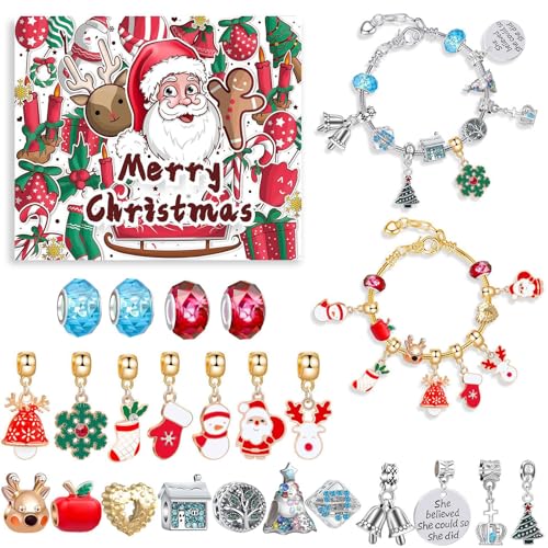 DIY Christmas Countdown Bracelet Set, 24 grids of Creative Jewelry Making, includes a variety of charms and beads, perfect for bracelet enthusiasts to create unique Christmas accessories (7) von Bpoeee
