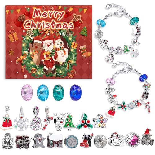 DIY Christmas Countdown Bracelet Set, 24 grids of Creative Jewelry Making, includes a variety of charms and beads, perfect for bracelet enthusiasts to create unique Christmas accessories (8) von Bpoeee