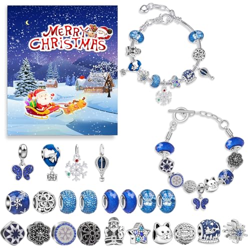 DIY Christmas Countdown Bracelet Set, 24 grids of Creative Jewelry Making, includes a variety of charms and beads, perfect for bracelet enthusiasts to create unique Christmas accessories (9) von Bpoeee
