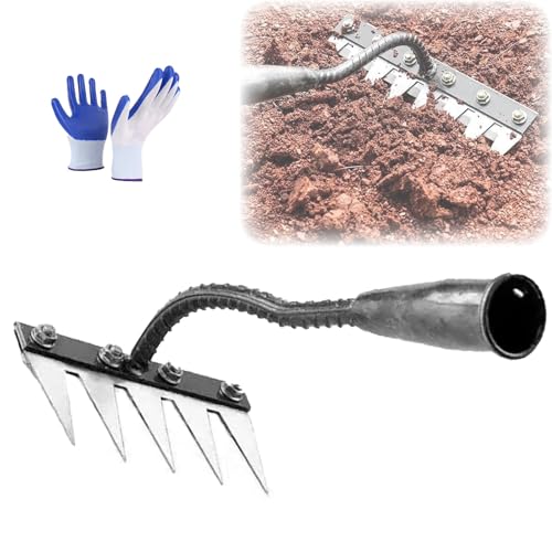 Iron Rake for Gardening and Weeding, The Heavy Duty Iron Weeding Rake, Multifunctional Gardening Hand Weeder Tools, Gardening and Backyard Lawn Loosening (5 Teeth) von Bpoeee