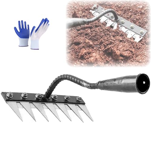 Iron Rake for Gardening and Weeding, The Heavy Duty Iron Weeding Rake, Multifunctional Gardening Hand Weeder Tools, Gardening and Backyard Lawn Loosening (7 Teeth) von Bpoeee