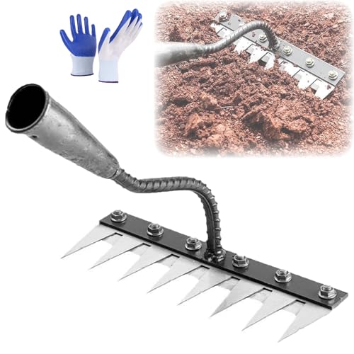 Iron Rake for Gardening and Weeding, The Heavy Duty Iron Weeding Rake, Multifunctional Gardening Hand Weeder Tools, Gardening and Backyard Lawn Loosening (8 Teeth) von Bpoeee