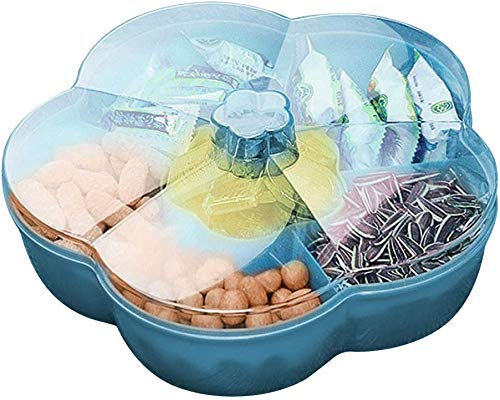 Snack Aufbewahrungsbox, Süßigkeiten Box, Snack Serviertablett Snacks Aufbewahrungsbox Mit Deckel für Nussbonbons Trockenfrüchte Lebensmittel Aufbewahrungsbox Obstbox Trockenobstbehälter (Blue) von Bprtcra