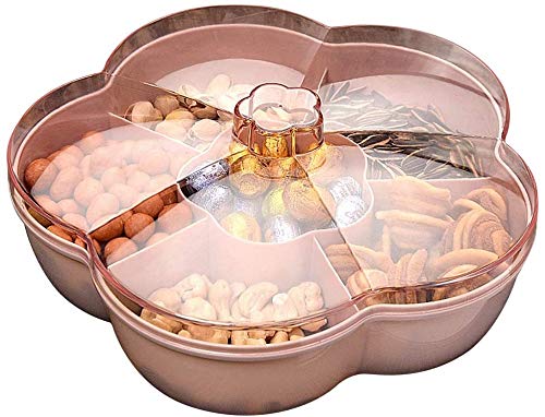 Snack Aufbewahrungsbox, Süßigkeiten Box, Snack Serviertablett Snacks Aufbewahrungsbox Mit Deckel für Nussbonbons Trockenfrüchte Lebensmittel Aufbewahrungsbox Obstbox Trockenobstbehälter (Pink) von Bprtcra