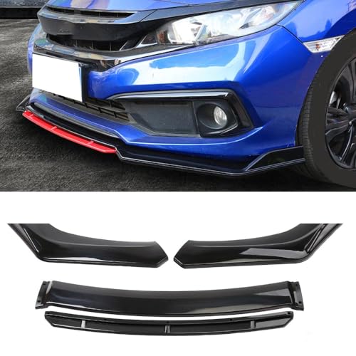 Bqieai Auto ABS Frontstoßstange Frontspoiler Lippe, Für Ren-Ault Clio 4 2011-2019 Spoilerlippe Kinn Splitter Diffusor Antikollision Car Schützen Zubehör,A/Black-Bright Black von Bqieai