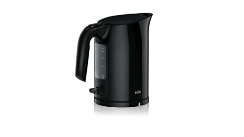 Braun Household WK 3000 BK Wasserkocher | Füllmenge 1,0 l | 2.200 Watt | Schnellkochsystem | Herausnehmbarer Anti-Kalk-Filter | Große Wasserstandsanzeige | BPA Frei | Schwarz von Braun Household