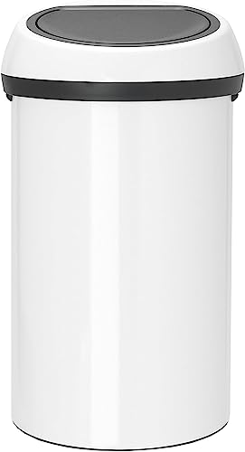 Brabantia 108686 Abfalleimer Touch Bin 60 L mit Deckel in weiß/grau, Plastik, Weiß, 58 x 28 x 28 cm von Brabantia