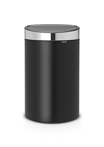 Brabantia 114847 Touch Bin New mit herausnehmbaren Kunststoffeinsatz, 40 L, Edelstahl, schwarz matt, 32.8 x 48.3 cm von Brabantia