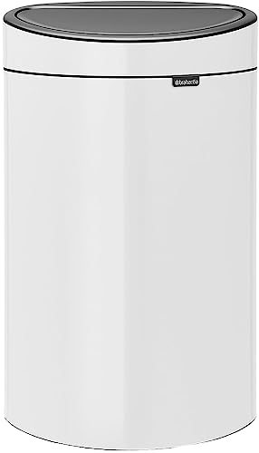 Brabantia 114984 Touch Bin New mit herausnehmbaren Kunststoffeinsatz, 40 L, Edelstahl, weiß, 32.8 x 48.3 cm von Brabantia