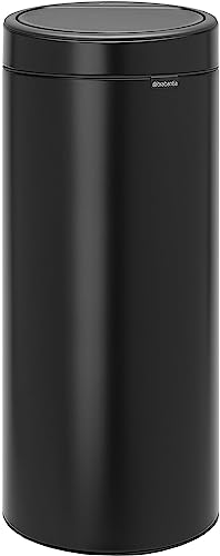 Brabantia 115301 Touch Bin New mit herausnehmbaren Kunststoffeinsatz, 30 L, Edelstahl, schwarz matt, 32.8 x 32.8 cm von Brabantia