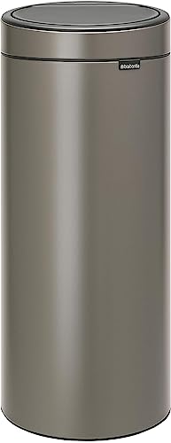 Brabantia 115363 Touch Bin New mit herausnehmbaren Kunststoffeinsatz, 30 L, Edelstahl, platinum, 32.8 x 32.8 cm von Brabantia