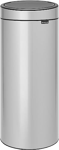 Brabantia 115387 Touch Bin New mit herausnehmbaren Kunststoffeinsatz, 30 L, Edelstahl, metallic grau, 32.8 x 32.8 cm von Brabantia