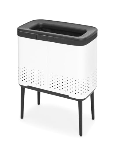 Brabantia - Bo Laundry Bin 60L - Stilvolle Wäschebox - Deckel mit Quick-Drop-Öffnung - Herausnehmbarer Baumwollbeutel - Tragbar & hygienisch - Zubehör Schlafzimmer & Bad - Weiß von Brabantia