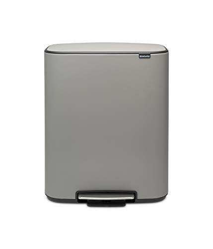Brabantia BO Treteimer Mülleimer, Stahl, Mineral Concrete Grey, 60L von Brabantia