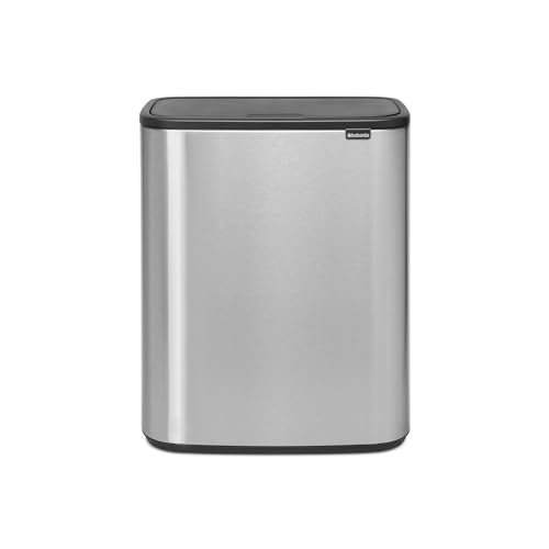 Brabantia 223082 Bo Touch Abfalleimer, mit 1 x 60-Liter-Inneneimer (matter Stahl, fingerabdruckfest), Abfall- / Recyclingeimer für die Küche mit herausnehmbaren Fächern und gratis Müllbeutel von Brabantia