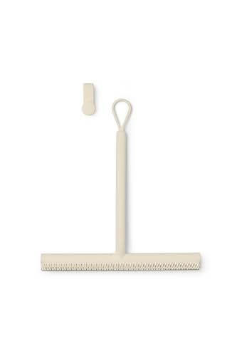 Brabantia - Renew Duschabzieher mit Türhaken - Silikonbürste & Reinigungswischer für Glas & Fliesen im Badezimmer - Rutschfester Griff - Bruchsicher - Korrosionsbeständig - Soft Beige - 42,1 x 9 cm von Brabantia