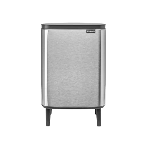 Brabantia - Mülleimer Bo Hi 12L mit Soft-Close-Deckel, herausnehmbarem Inneneimer und Transportgriff - Für Bad, Schlafzimmer und Homeoffice - Mattschwarz von Brabantia