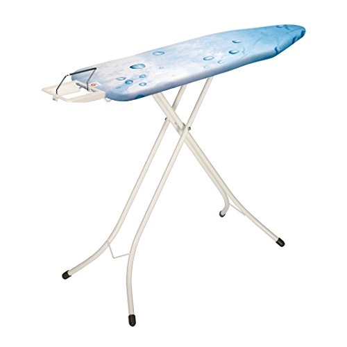 Brabantia - Bügelbrett B - für Dampfbügeleisen - Höhenverstellbar - für Links- und Rechtshänder - Solider Vierfußrahmen - Leicht versetzbar - Bügeleisen bis 13,5 cm - Ice Water - 124 x 38 cm von Brabantia