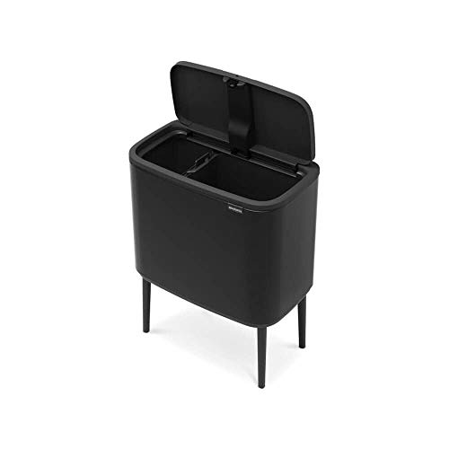 Brabantia 316203 Bo Touch Bin, 11 + 23 L Abfalleimer, Edelstahl, Schwarz, 54 x 31.5 x 68 cm von Brabantia