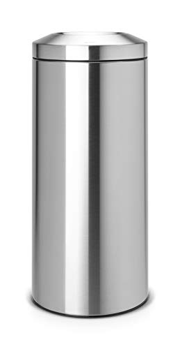 Brabantia Papierkorb 'Le Tube' 30L mit Zinkeinsatz (hoher Deckelring) - Matt Steel von Brabantia