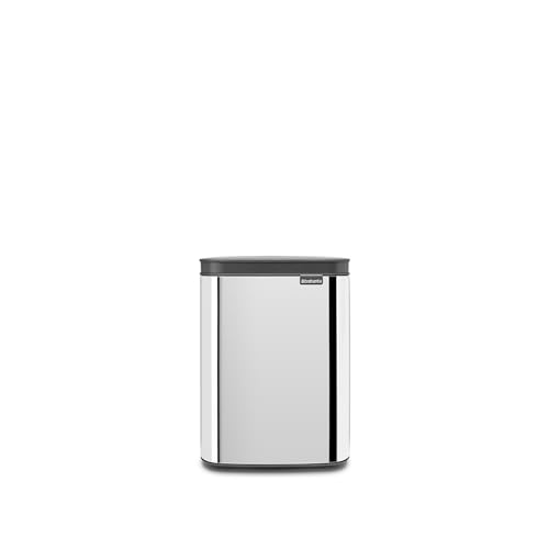 Brabantia - Bo Abfalleimer 4L - Abfalleimer klein & stilvoll - Leicht zu öffnender, sanft schließender Deckel - Hygienisch & platzsparend - Wandmontage - Bad, Toilette, Schlafzimmer - Brilliant Steel von Brabantia